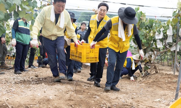 김동연 지사, 가평 수해 복구 현장 찾아 자원봉사 동참 /사진제공=경기도