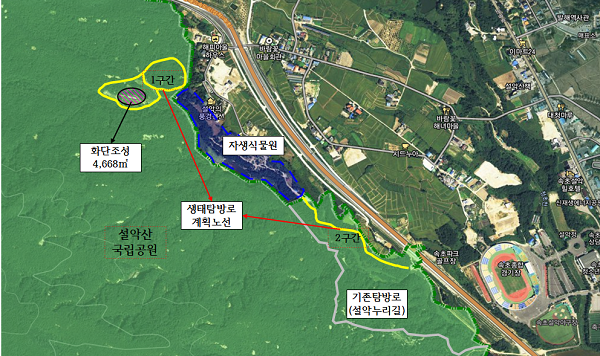 설악산국립공원 자생식물원과 연계한 생태탐방로 조감도 /사진제공=속초시