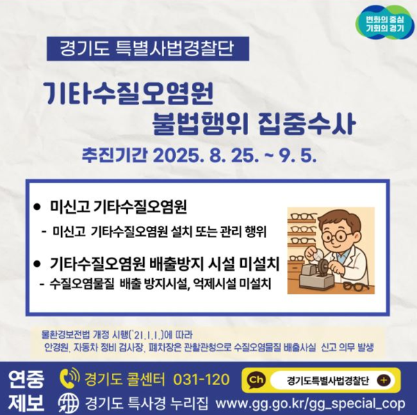경기도, ‘기타수질오염원’ 불법행위 집중 수사 /자료제공=경기도