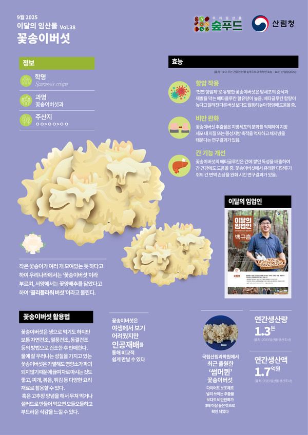9월 이달의 임산물로 선정된 꽃송이버섯 설명 포스터 /자료제공=산림청