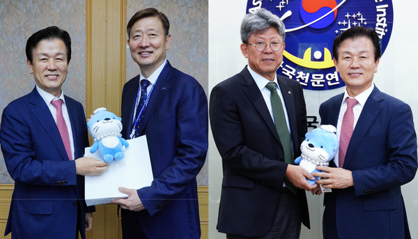 진주시, 천문연⦁항우연 잇따라 방문(왼쪽 항우연, 오른쪽 천문연) /사진제공=진주시