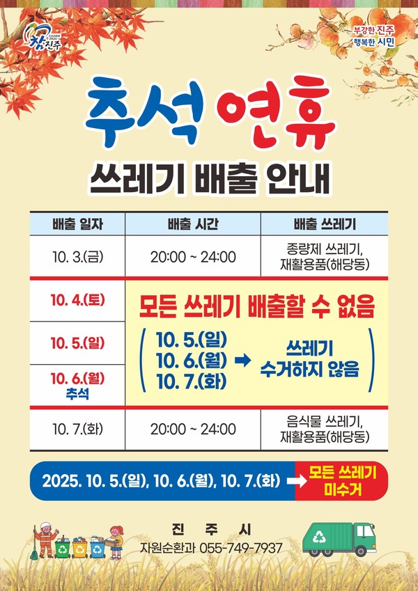 진주시, 추석연휴 환경⦁산림분야 종합대책 추진 /포스터제공=진주시