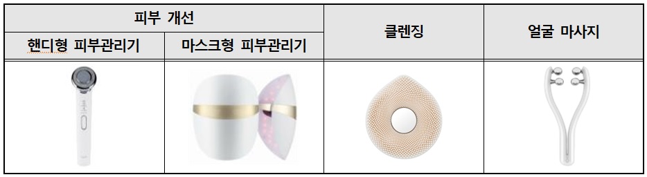 피부관리기의 유형 /자료제공=한국소비자원