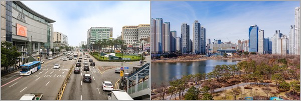 사통팔달 요충지로 손꼽히는 수원역 일대(좌), 2000년 이후 수원 도시 발전에 영향을 미친 장면 1위를 차지한 광교신도시(우) /사진제공=수원특례시