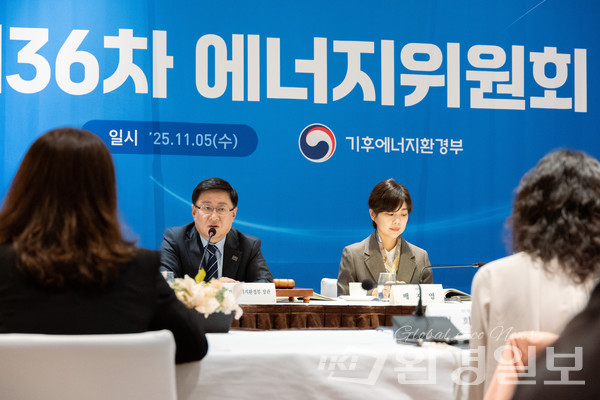 김성환 기후에너지환경부장관이 5일 서울 용산구 그랜드 하얏트호텔에서 열린 ‘제36회 에너지위원회‘에 참석하여 회의를 주재하고 있다. /사진=기후부