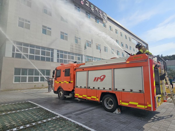 장량119안전센타 합동 소방훈련 /사진제공=포항교육지원청