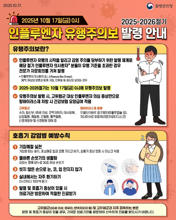 인플루엔자 유행주의보 발령 안내문 /사진제공=영천시