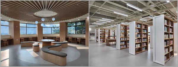 구성도서관 라운지(좌), 서가(우) /사진제공=용인특례시
