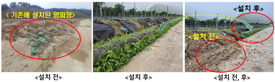 2024년과 2025년 시범 적용 결과, 식생토낭 설치 구간에서는 장마철 토사 유실과 흙탕물 발생이 현저히 감소한 것으로 확인됐다. /자료제공=한국환경복지협회